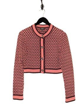Chanel FW23 Pink Burgundy Cashmere Knit CC Cardigan Sweater